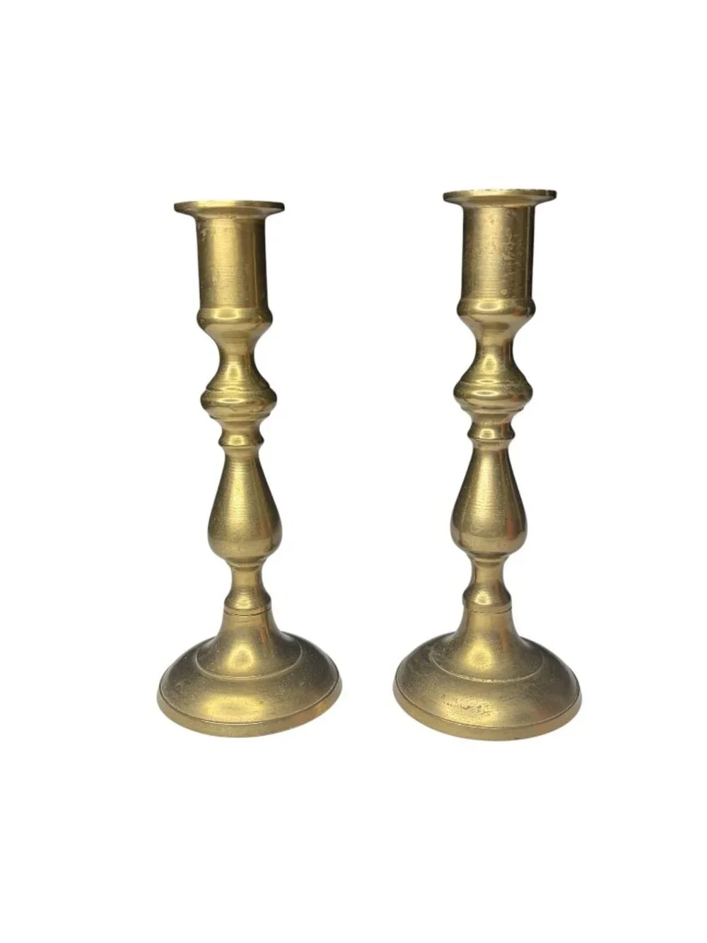Vintage Solid Brass Candlestick Holders Pair Carnat International Taiwan Turned